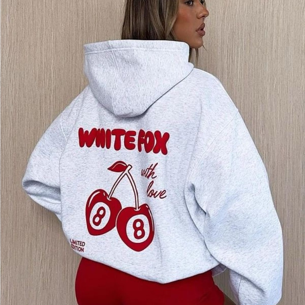 White Fox Cherry Hoodie NWT